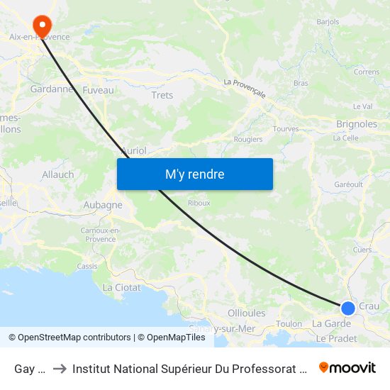 Gay Lussac to Institut National Supérieur Du Professorat Et De L'Éducation (Site D'Aix-En-Provence) map