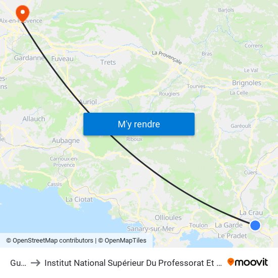 Guiteco to Institut National Supérieur Du Professorat Et De L'Éducation (Site D'Aix-En-Provence) map