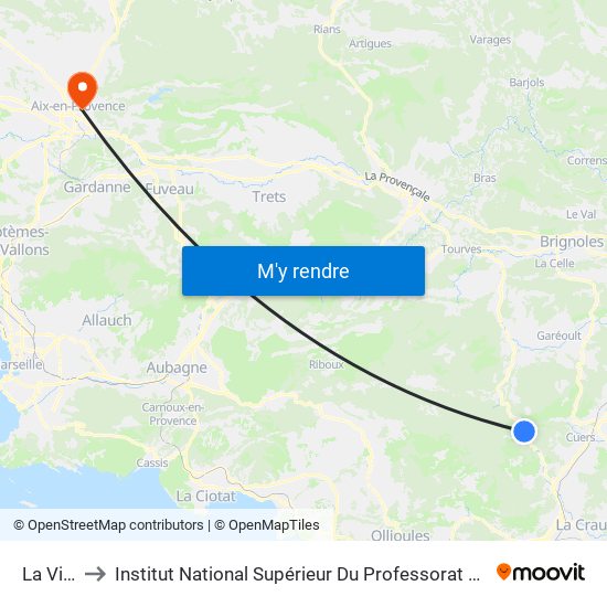 La Vignasse to Institut National Supérieur Du Professorat Et De L'Éducation (Site D'Aix-En-Provence) map