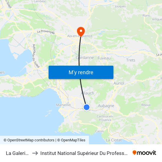 La Galerie La Valentine to Institut National Supérieur Du Professorat Et De L'Éducation (Site D'Aix-En-Provence) map