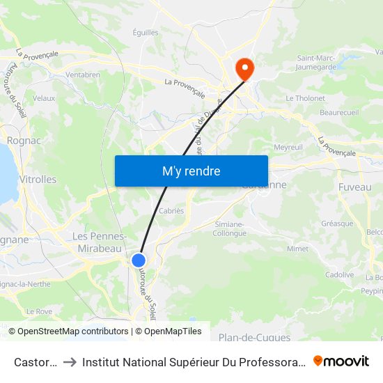 Castors Isabella to Institut National Supérieur Du Professorat Et De L'Éducation (Site D'Aix-En-Provence) map