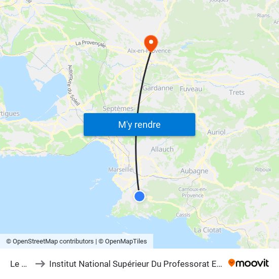Le Fangas to Institut National Supérieur Du Professorat Et De L'Éducation (Site D'Aix-En-Provence) map