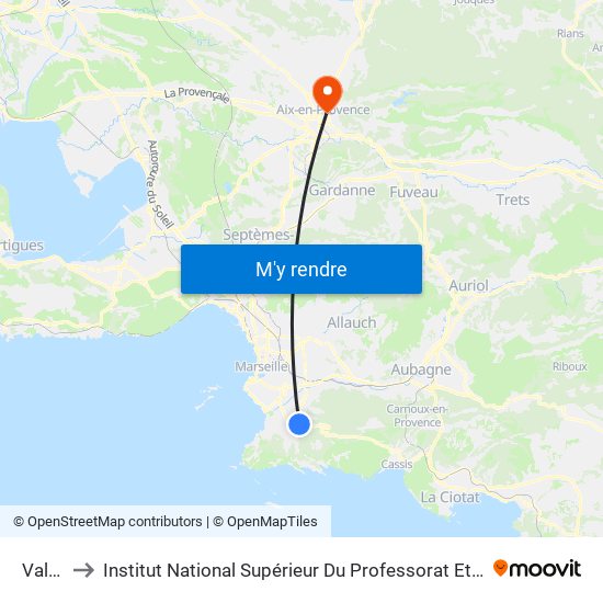Valmante to Institut National Supérieur Du Professorat Et De L'Éducation (Site D'Aix-En-Provence) map