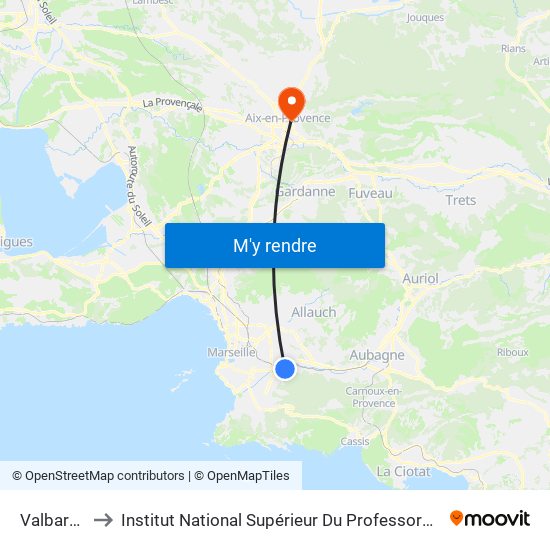 Valbarelle Heckel to Institut National Supérieur Du Professorat Et De L'Éducation (Site D'Aix-En-Provence) map
