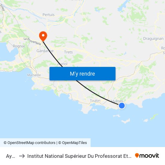 Ayguade to Institut National Supérieur Du Professorat Et De L'Éducation (Site D'Aix-En-Provence) map