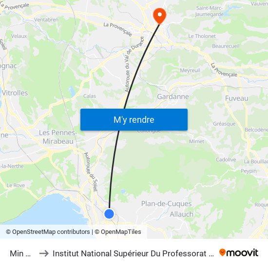 Min Arnavaux to Institut National Supérieur Du Professorat Et De L'Éducation (Site D'Aix-En-Provence) map
