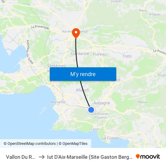 Vallon Du Roy to Iut D'Aix-Marseille (Site Gaston Berger) map