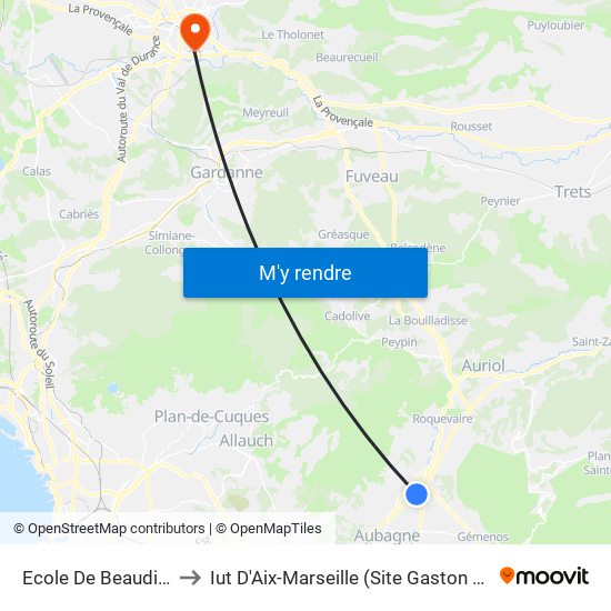 Ecole De Beaudinard to Iut D'Aix-Marseille (Site Gaston Berger) map