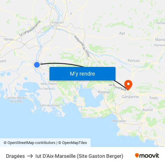 Dragées to Iut D'Aix-Marseille (Site Gaston Berger) map
