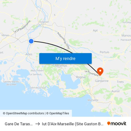 Gare De Tarascon to Iut D'Aix-Marseille (Site Gaston Berger) map