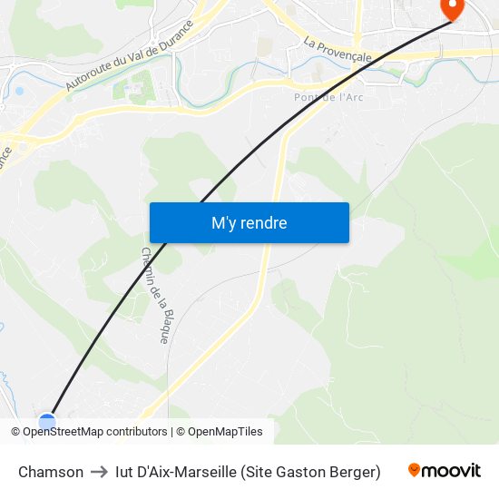 Chamson to Iut D'Aix-Marseille (Site Gaston Berger) map