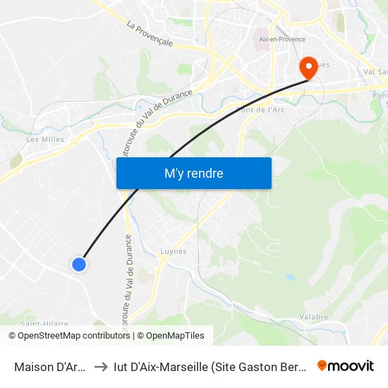 Maison D'Arrêt to Iut D'Aix-Marseille (Site Gaston Berger) map