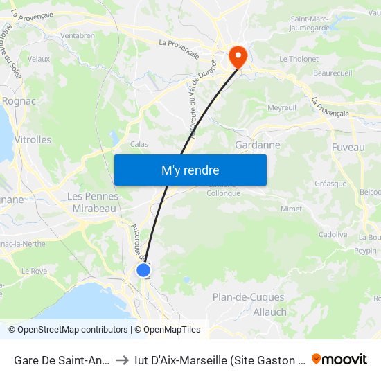 Gare De Saint-Antoine to Iut D'Aix-Marseille (Site Gaston Berger) map