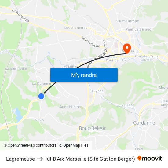 Lagremeuse to Iut D'Aix-Marseille (Site Gaston Berger) map