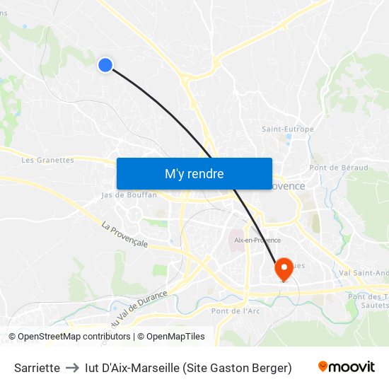 Sarriette to Iut D'Aix-Marseille (Site Gaston Berger) map