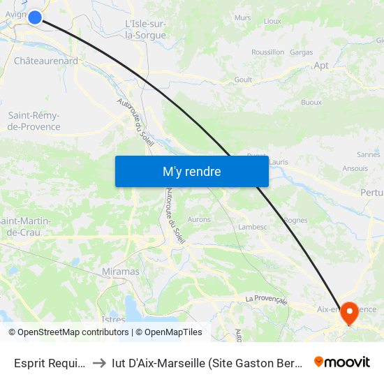 Esprit Requien to Iut D'Aix-Marseille (Site Gaston Berger) map