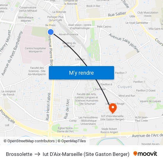 Brossolette to Iut D'Aix-Marseille (Site Gaston Berger) map