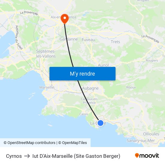Cyrnos to Iut D'Aix-Marseille (Site Gaston Berger) map