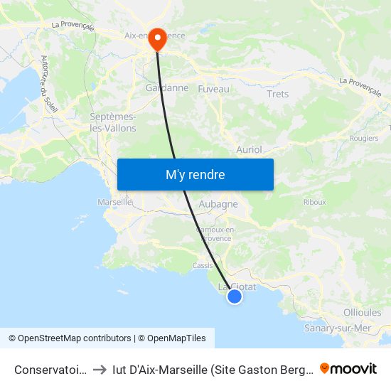 Conservatoire to Iut D'Aix-Marseille (Site Gaston Berger) map