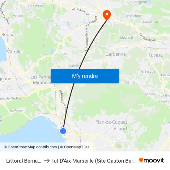 Littoral Bernabo to Iut D'Aix-Marseille (Site Gaston Berger) map