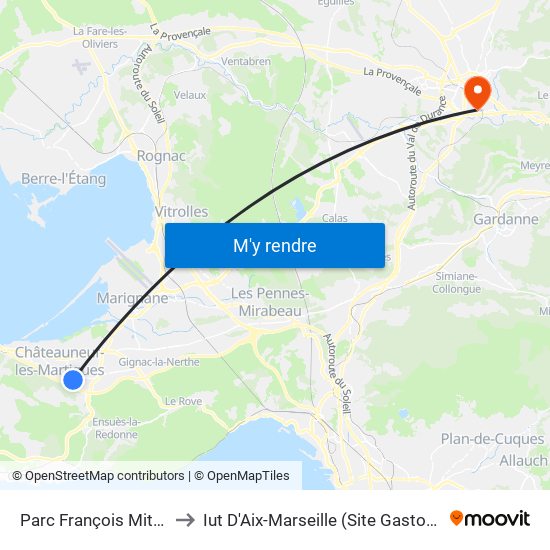 Parc François Miterrand to Iut D'Aix-Marseille (Site Gaston Berger) map