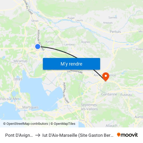 Pont D'Avignon to Iut D'Aix-Marseille (Site Gaston Berger) map