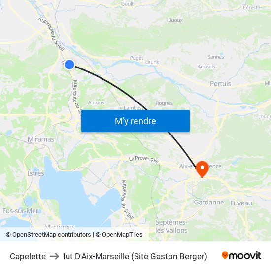 Capelette to Iut D'Aix-Marseille (Site Gaston Berger) map