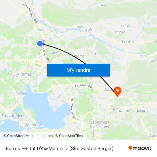 Barres to Iut D'Aix-Marseille (Site Gaston Berger) map