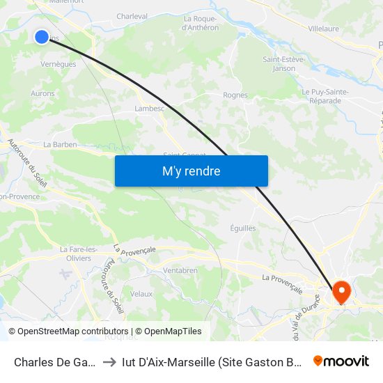 Charles De Gaulle to Iut D'Aix-Marseille (Site Gaston Berger) map