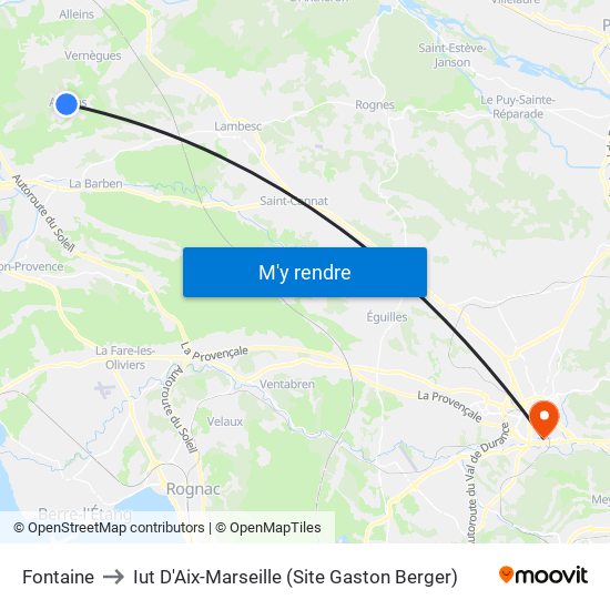Fontaine to Iut D'Aix-Marseille (Site Gaston Berger) map