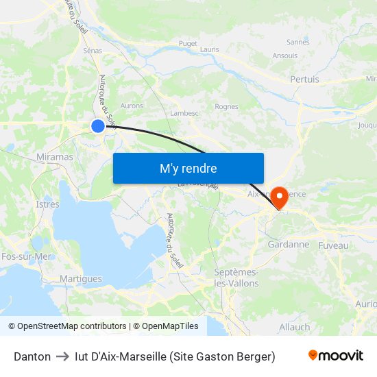 Danton to Iut D'Aix-Marseille (Site Gaston Berger) map