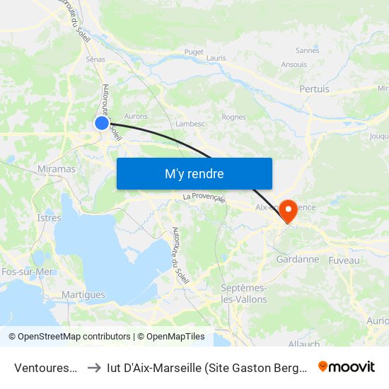 Ventouresco to Iut D'Aix-Marseille (Site Gaston Berger) map
