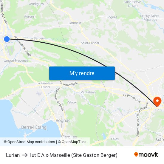 Lurian to Iut D'Aix-Marseille (Site Gaston Berger) map