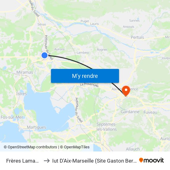 Frères Lamanon to Iut D'Aix-Marseille (Site Gaston Berger) map