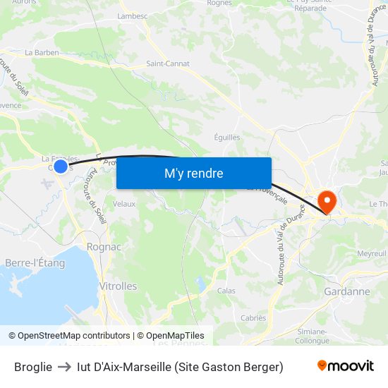 Broglie to Iut D'Aix-Marseille (Site Gaston Berger) map