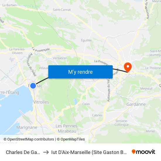 Charles De Gaulle to Iut D'Aix-Marseille (Site Gaston Berger) map