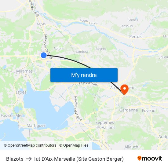 Blazots to Iut D'Aix-Marseille (Site Gaston Berger) map