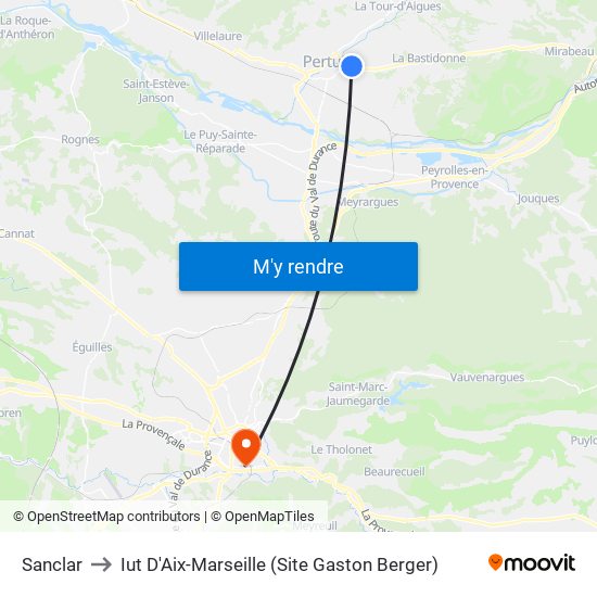 Sanclar to Iut D'Aix-Marseille (Site Gaston Berger) map