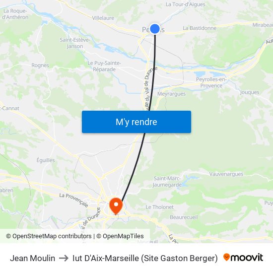 Jean Moulin to Iut D'Aix-Marseille (Site Gaston Berger) map