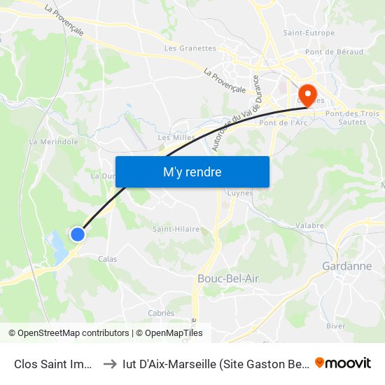 Clos Saint Imbert to Iut D'Aix-Marseille (Site Gaston Berger) map