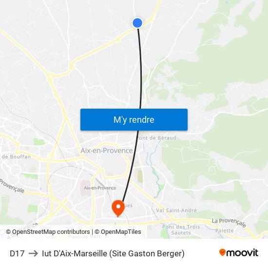 D17 to Iut D'Aix-Marseille (Site Gaston Berger) map