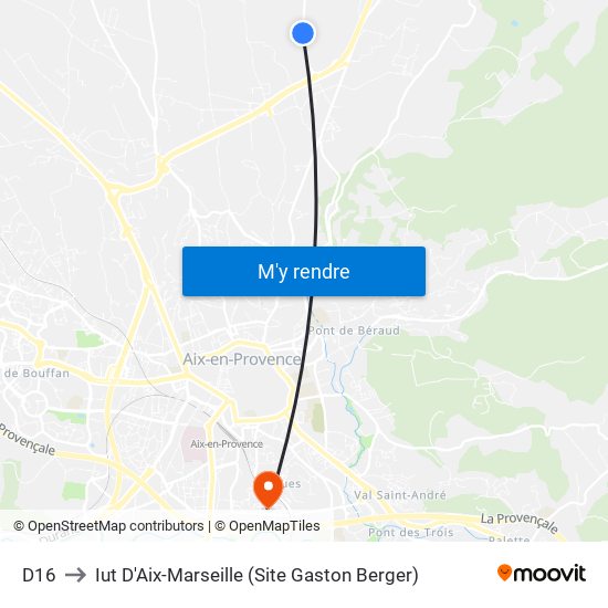 D16 to Iut D'Aix-Marseille (Site Gaston Berger) map