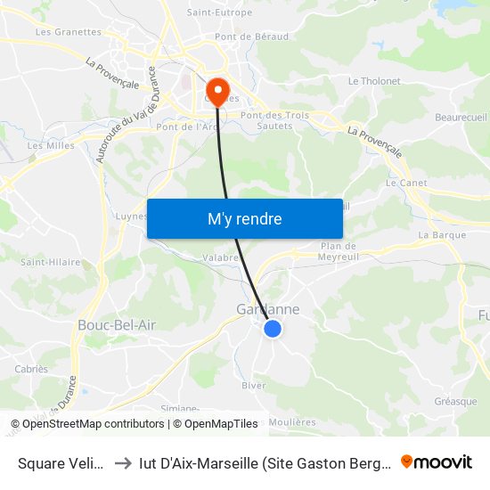 Square Veline to Iut D'Aix-Marseille (Site Gaston Berger) map