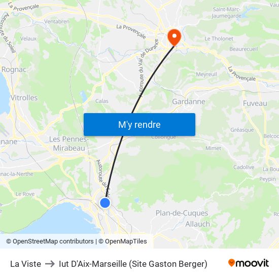 La Viste to Iut D'Aix-Marseille (Site Gaston Berger) map