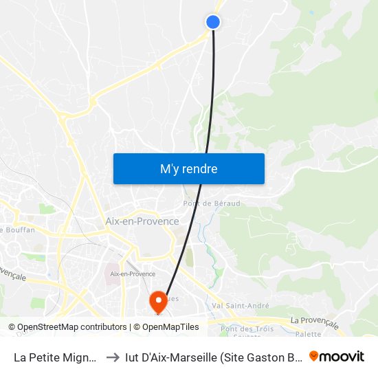 La Petite Mignarde to Iut D'Aix-Marseille (Site Gaston Berger) map