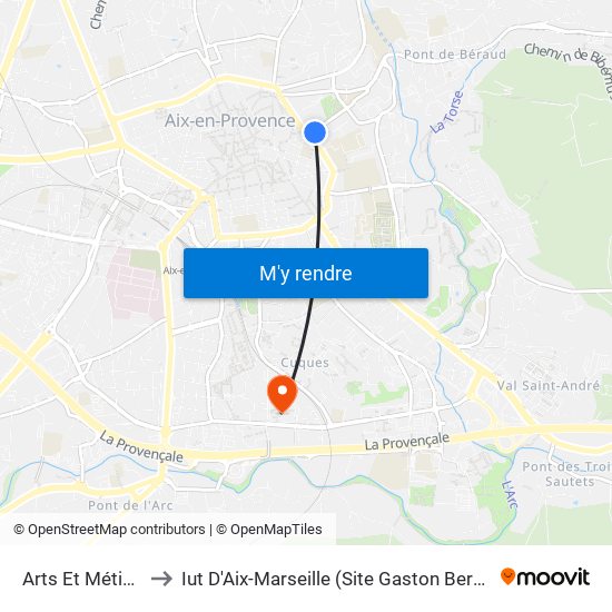 Arts Et Métiers to Iut D'Aix-Marseille (Site Gaston Berger) map