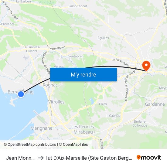 Jean Monnet to Iut D'Aix-Marseille (Site Gaston Berger) map