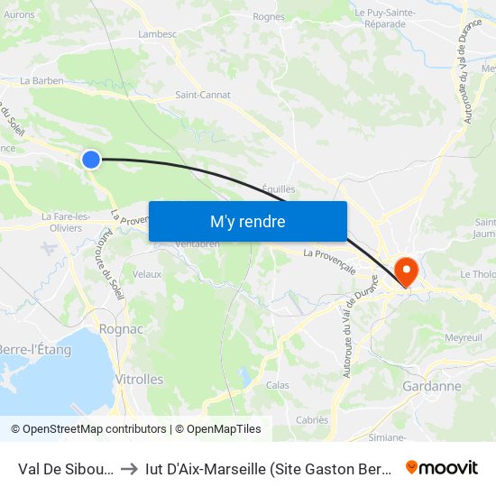 Val De Sibourg to Iut D'Aix-Marseille (Site Gaston Berger) map