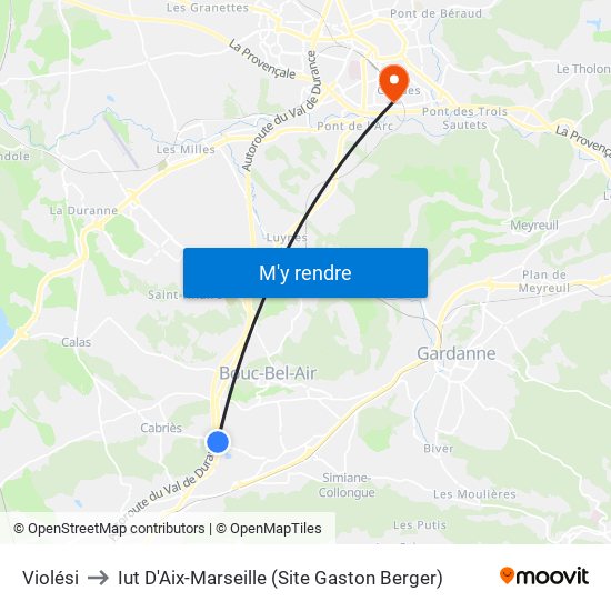 Violési to Iut D'Aix-Marseille (Site Gaston Berger) map