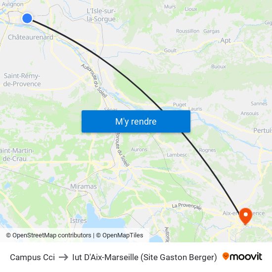 Campus Cci to Iut D'Aix-Marseille (Site Gaston Berger) map